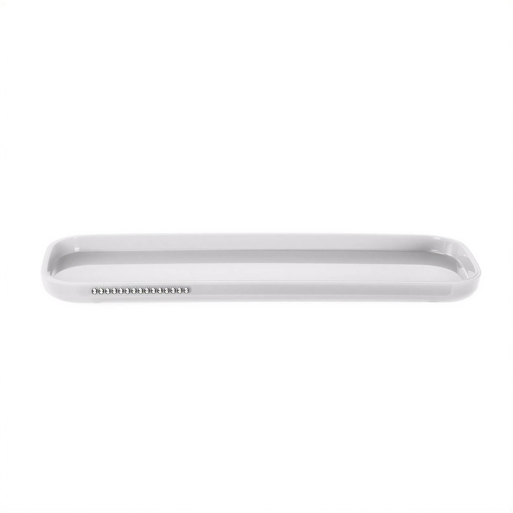 Crystal White bathroom accessories set of 4 by B031CWH, including soap dispenser, toothbrush holder, tumbler, and tissue box.