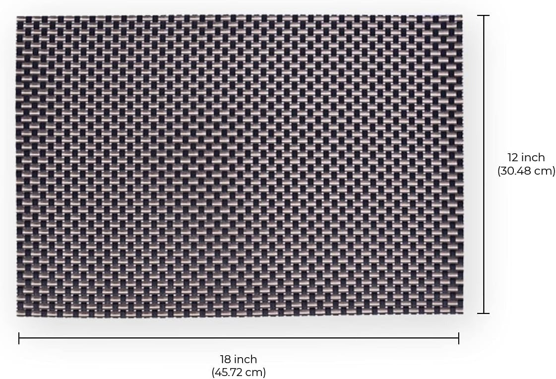 Decozen Placemats - Table Protector for Kitchen Decor Scratch Heat Resistant Placemats Washable Wipeable Indoor Outdoor Home Decor Table Place Mats Vinyl PVC 18x12 Inches - Black Gold - Decozen