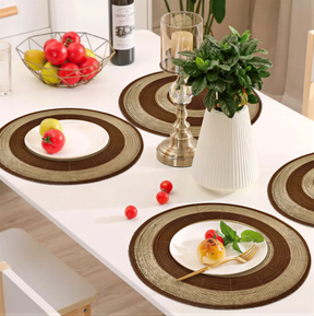 Set of four Dillen Grace beaded placemats from The Dillen Collection, 14-inch elegant decorative dining table décor.