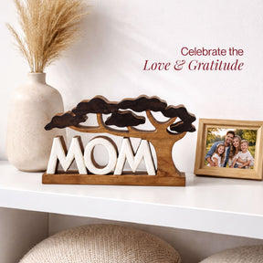 Handcrafted wooden sculpture titled Graceful Mom, decorative wooden décor by LAY024, showcasing a heartfelt design for Mother's Day.