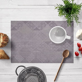 Set of four PVC placemats for dining table, durable and decorative, from brand 81702, with colorful patterns for everyday use.