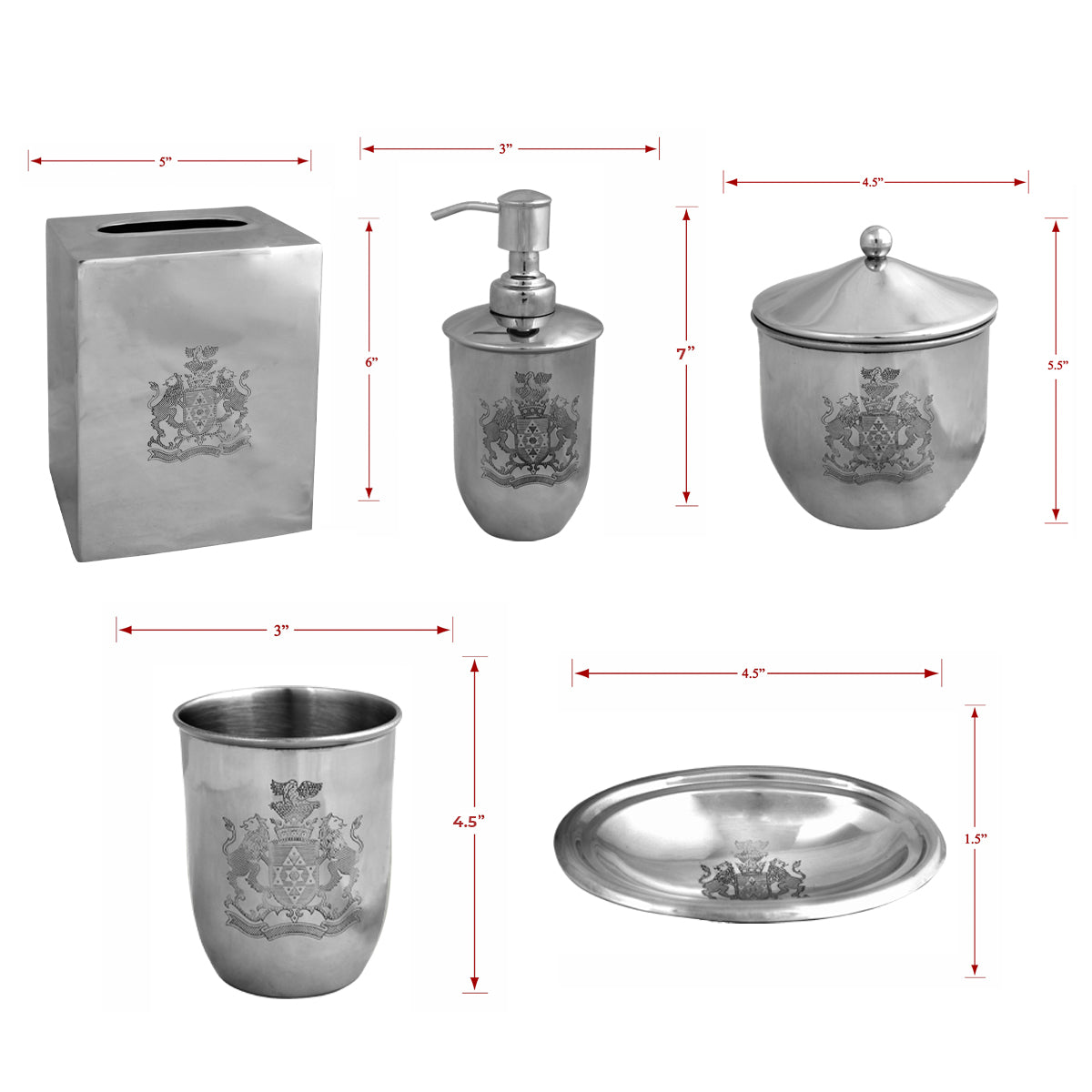 The Durkee Collection - Elegant Modern Bathroom Décor Accessories Set of 5 - Decozen