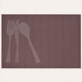 Set of four Cambridge Brown vinyl PVC placemats, heat and scratch-resistant for dining table protection.