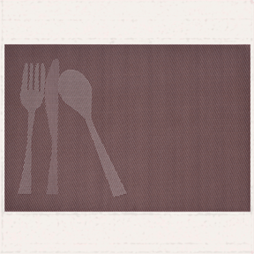 Set of four Cambridge Brown vinyl PVC placemats, heat and scratch-resistant for dining table protection.