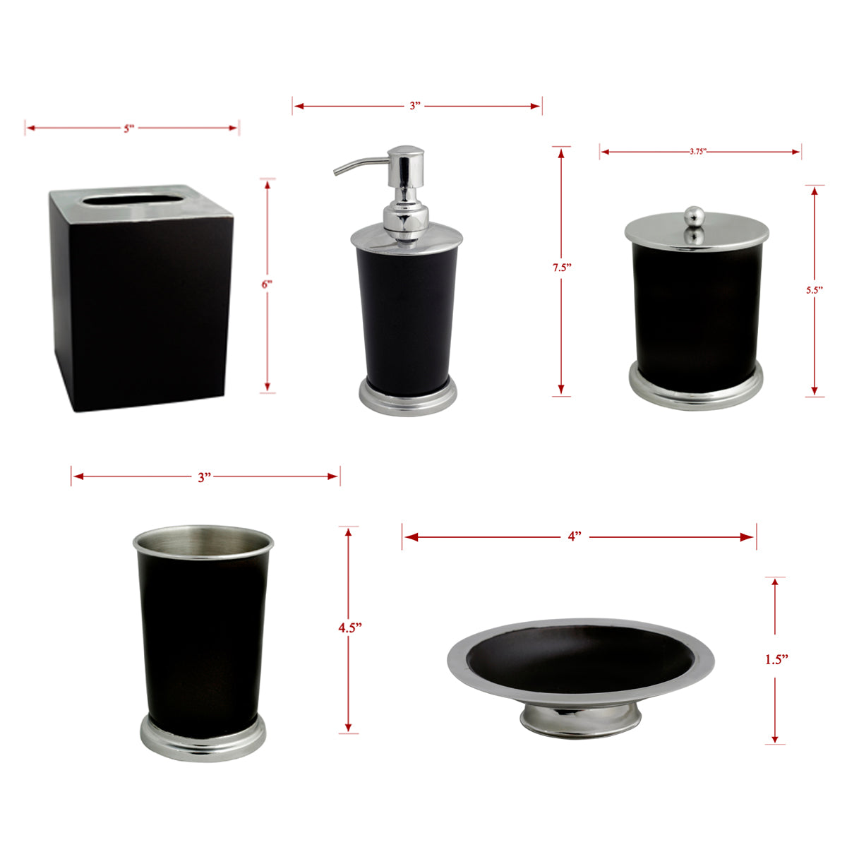 The Maebrie Collection - Elegant Modern Bathroom Décor Accessories Set of 5 - Decozen