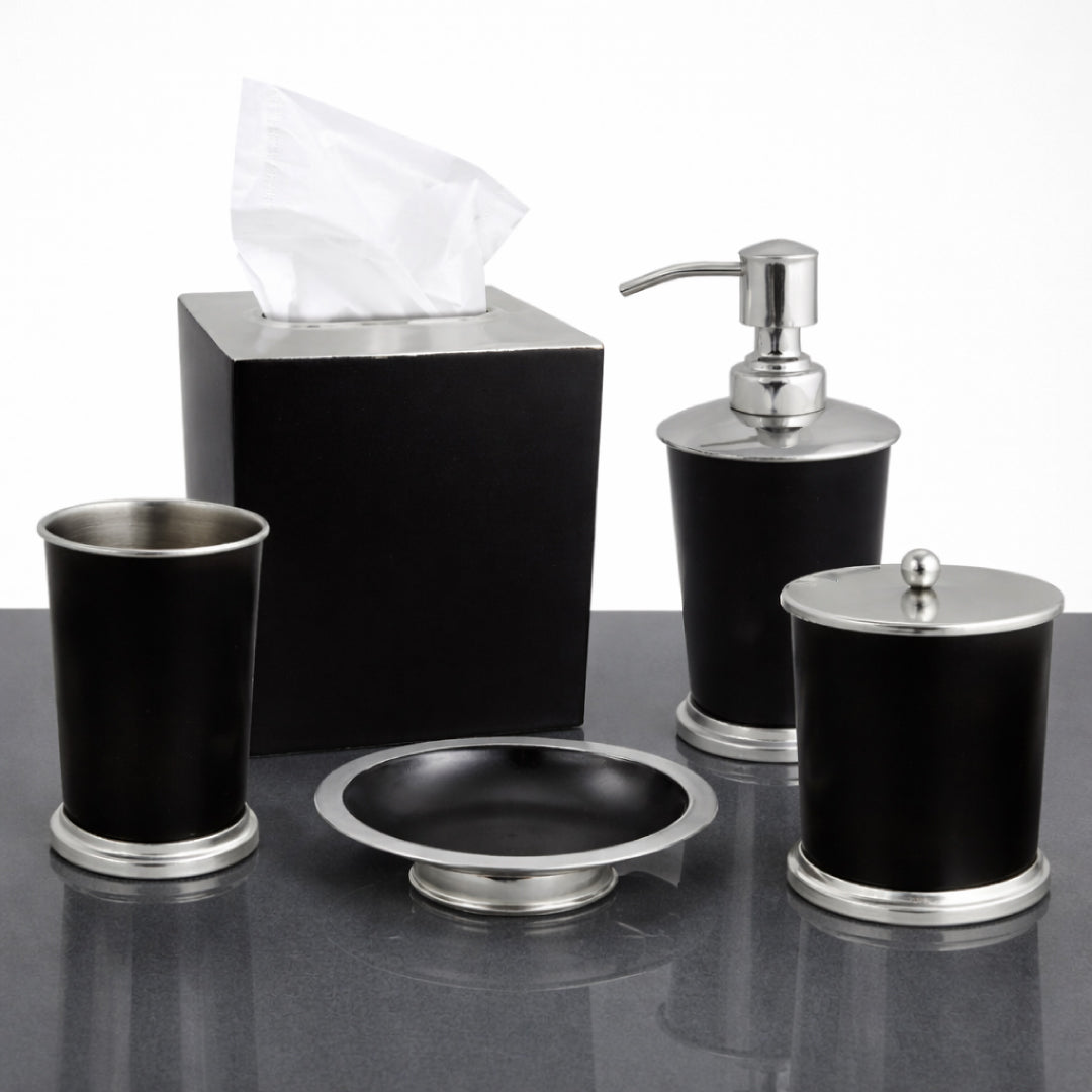 Elegant modern bathroom décor accessories set of 5 from The Maebrie Collection by 9184, featuring stylish bath accessories.