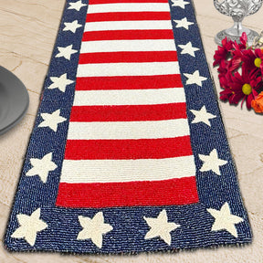 USA Flag Beaded Table Runner