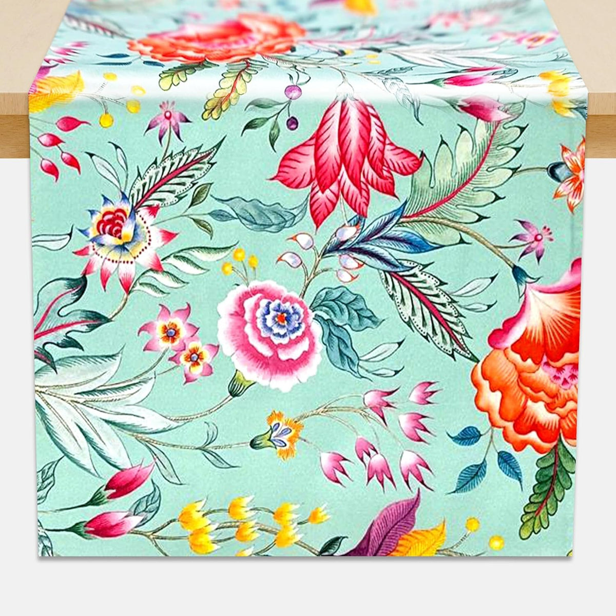 Decozen Table Runner - Japanese Print Floral Design Perfect for Kitchen Dining Room Home Decor Console Table Farmhouse