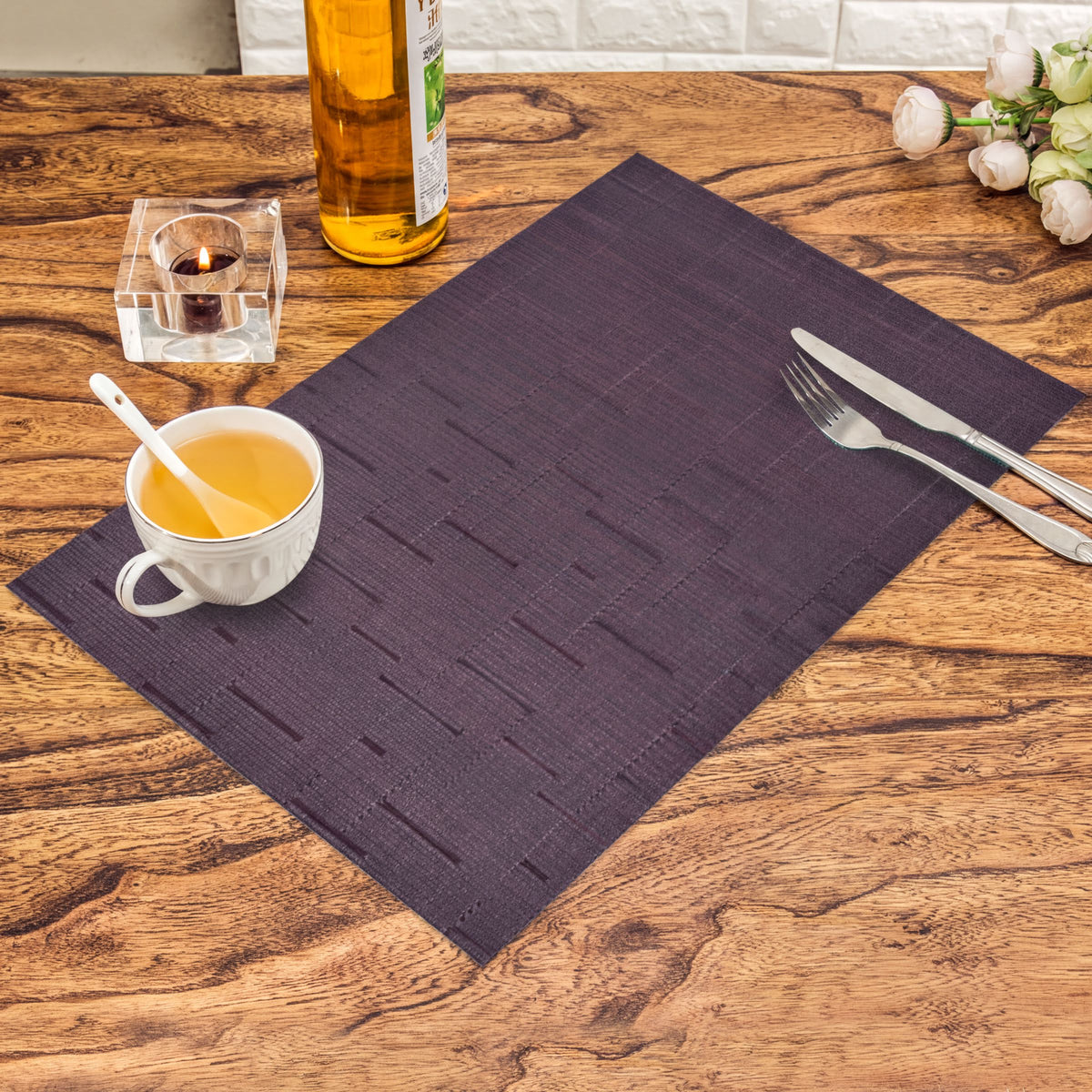 Set of four PVC placemats for dining table by 81972, featuring durable, easy-to-clean surface and stylish design.