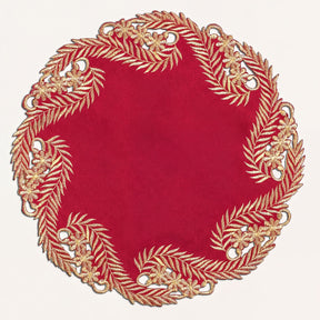 Set of four Burgundy gold wine grace doilies from RIZ-011-DL, 15-inch modern dining décor by Anyce Collection
