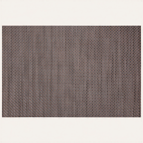 Brown PVC Decozen placemats, 18x12 inches, heat-resistant, washable table protectors with scratch-resistant vinyl for indoor and outdoor use.