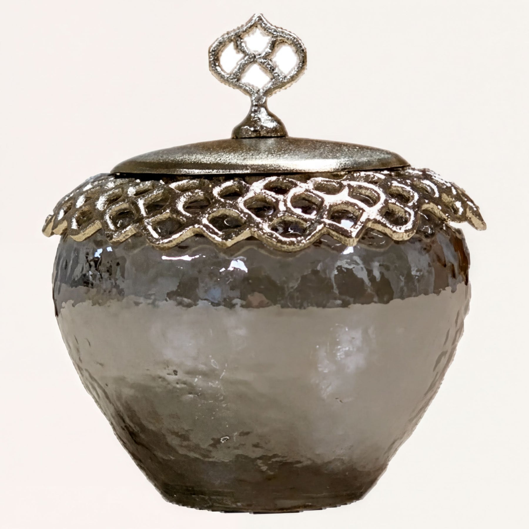 Elegant cotton ball containers from BD-Jar's Arabesque collection, featuring intricate design and smooth ceramic finish for bath décor.