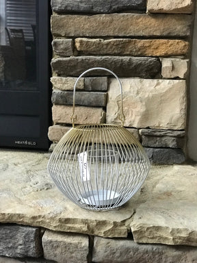 White and Gold Candle Holder Lantern