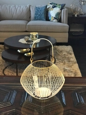 White and Gold Candle Holder Lantern