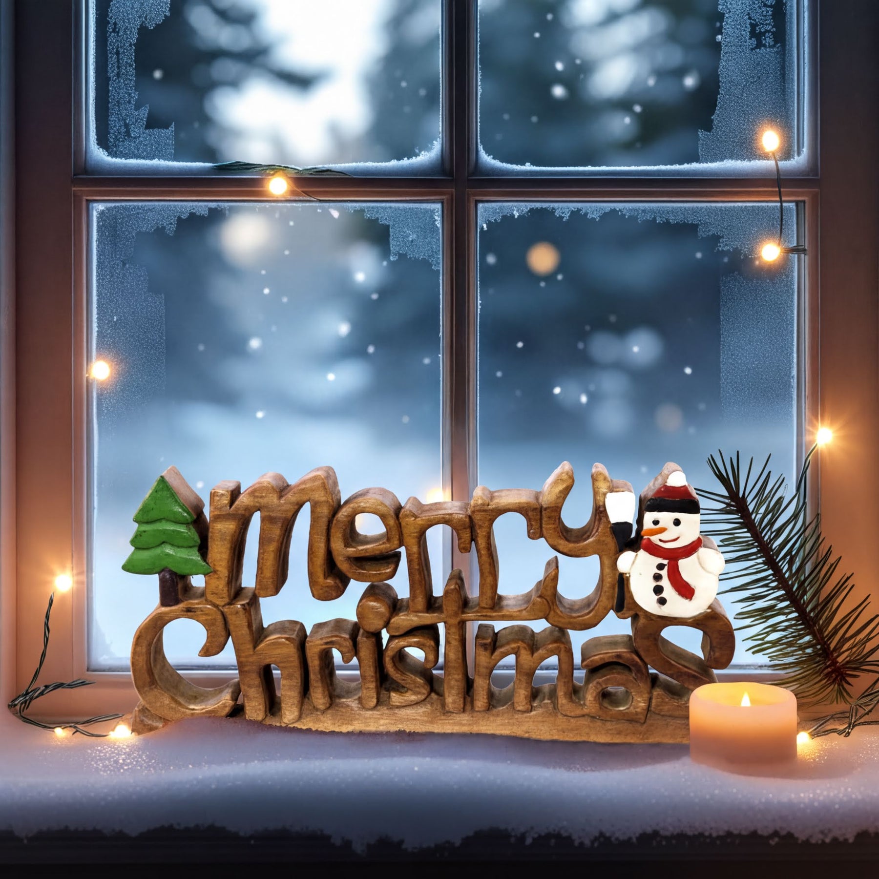 Handmade wooden Yuletide Charm sculpture, festive Christmas home decor by LAY006, featuring intricate wooden craftsmanship.