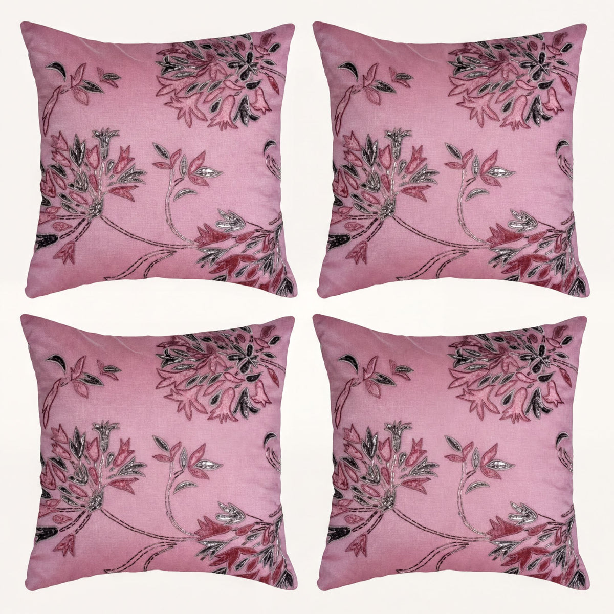 Set of 2 or 4 pink throw pillow covers by CU6409-45-4, 18x18 inch decorative covers for sofas or beds.