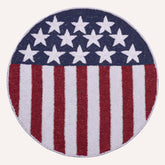 Patriotic Beaded Placemat - Round USA Flag Table Placemat with Embroidered Beadwork