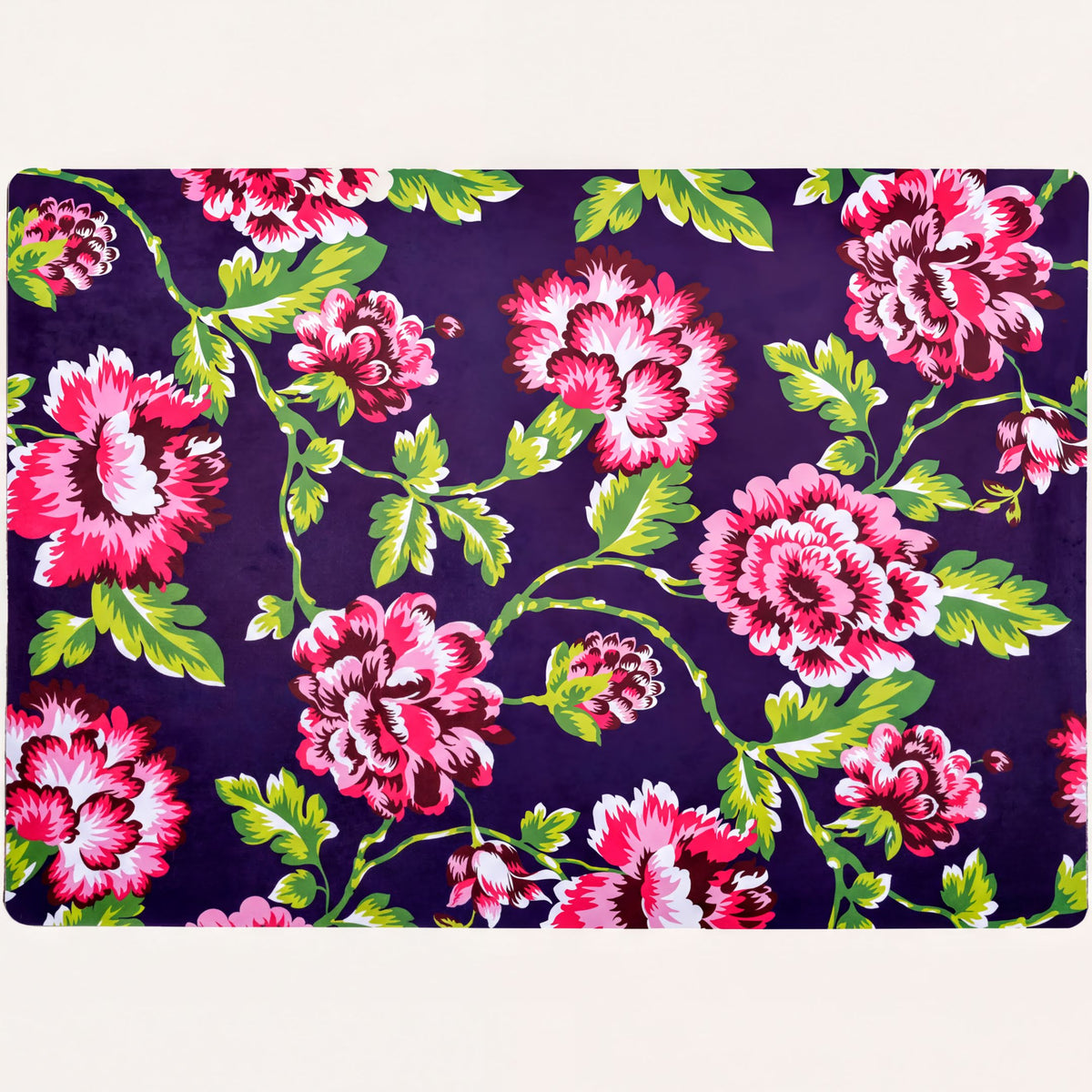 Set of four floral design cork-backed placemats by ATKP-1CK, featuring a colorful floral pattern on durable cork surface.