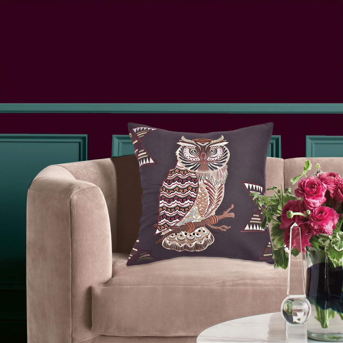 Set of 2 and 4 owl printed design throw pillow covers, 18x18 inches, by WINTER 34-4, featuring cozy woodland owl patterns