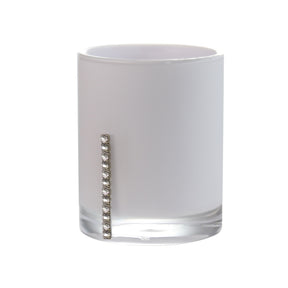 Set of four Crystal White bathroom accessories including soap dispenser, tumbler, toothbrush holder, and soap dish from B031CWH.