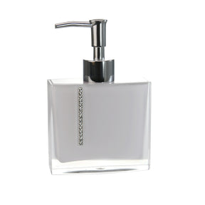 Set of four crystal white bathroom accessories, including soap dispenser, toothbrush holder, tumbler, and soap dish, by B031CWH.