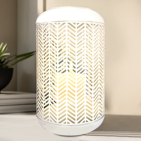 White Lattice Pattern with Glass Candle Holder Lantern