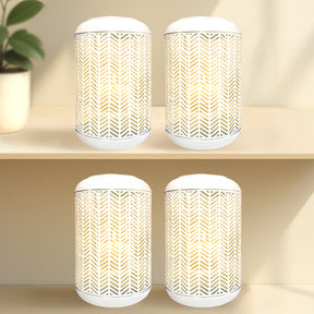 White Lattice Pattern with Glass Candle Holder Lantern