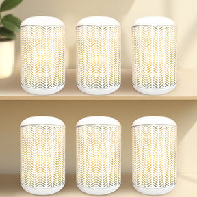 White Lattice Pattern with Glass Candle Holder Lantern