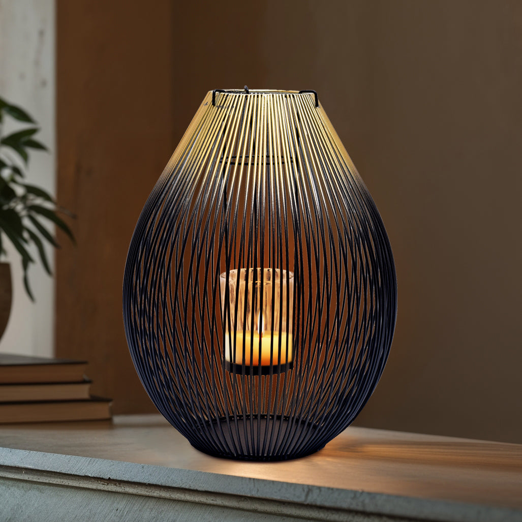 Black and Gold Candle Holder Lantern