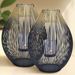 Black and Gold Candle Holder Lantern