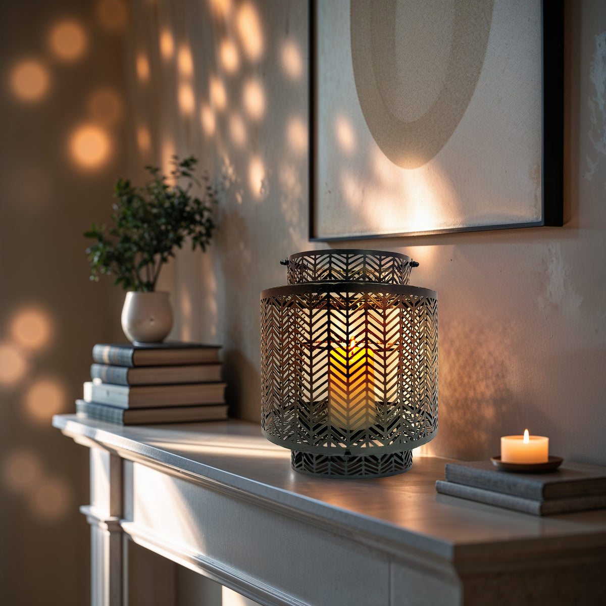 Black Hanging Candle Holder Lantern