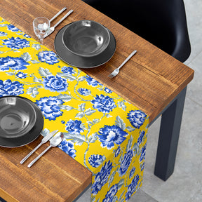 Printed Table Runner - Yellow and Blue