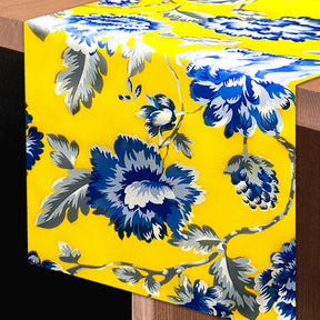 Printed Table Runner - Yellow and Blue