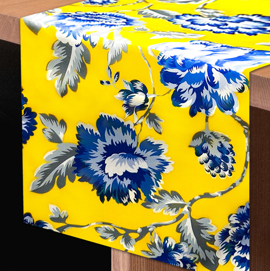 Printed Table Runner - Yellow and Blue