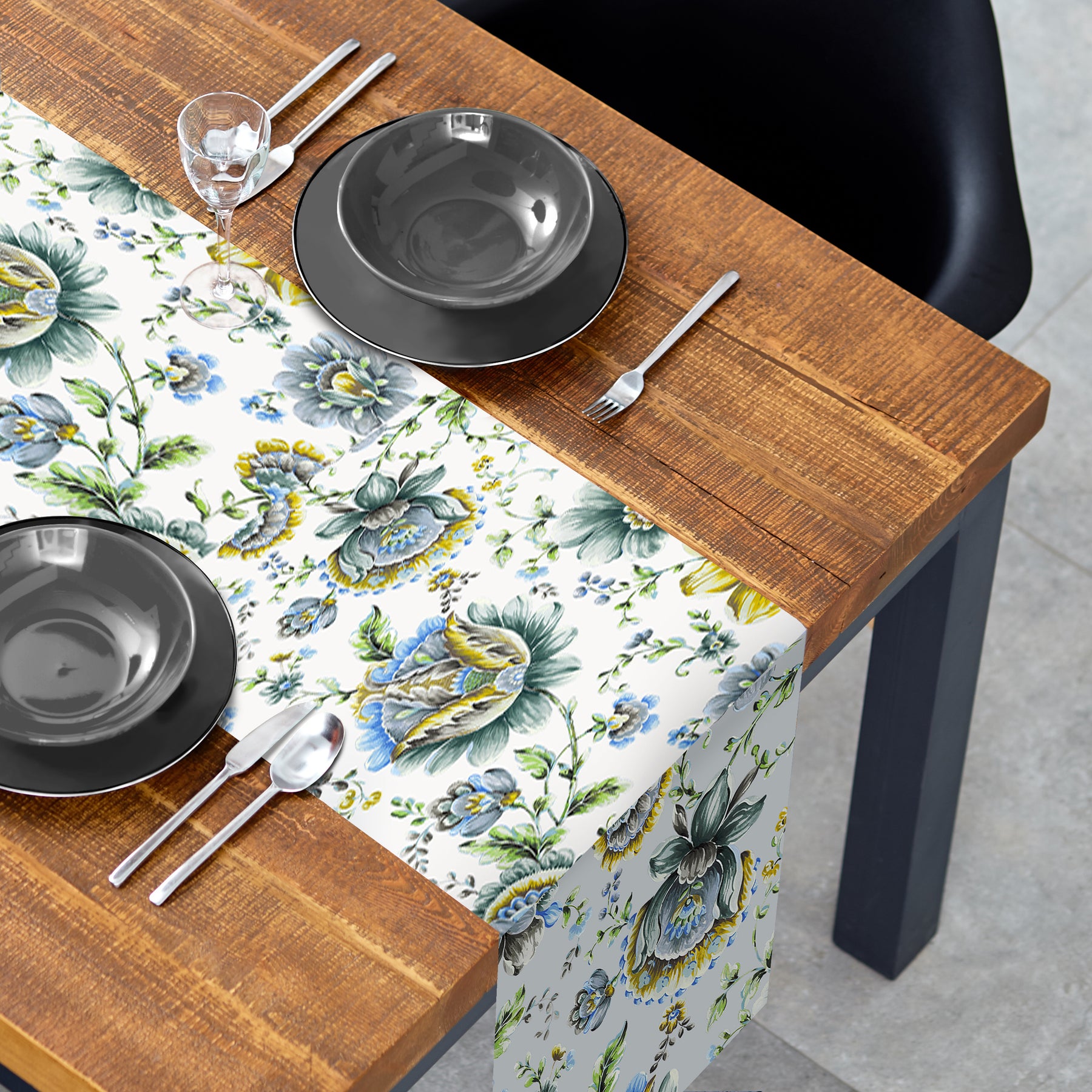 Printed Table Runner - Jaco Blue