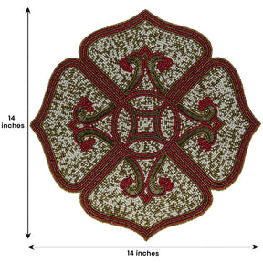 Gold Red White Beaded Placemats