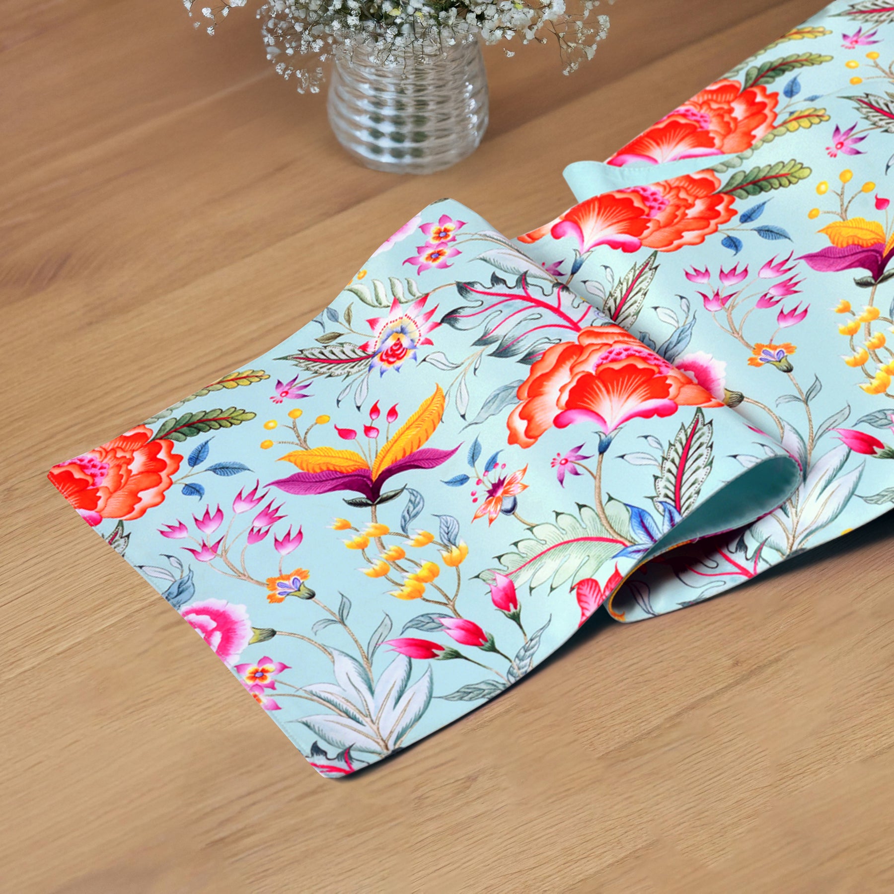 Printed Table Runner - Chintz Green and Pink