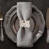 Napkin Rings in Silver Pearl Crystal Design