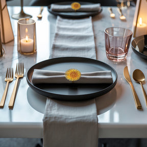 Napkin Rings in Gold Floral Design