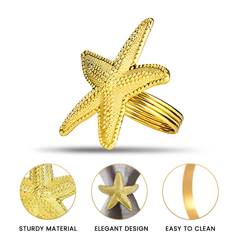 Napkin Rings in Gold Star Fish Design