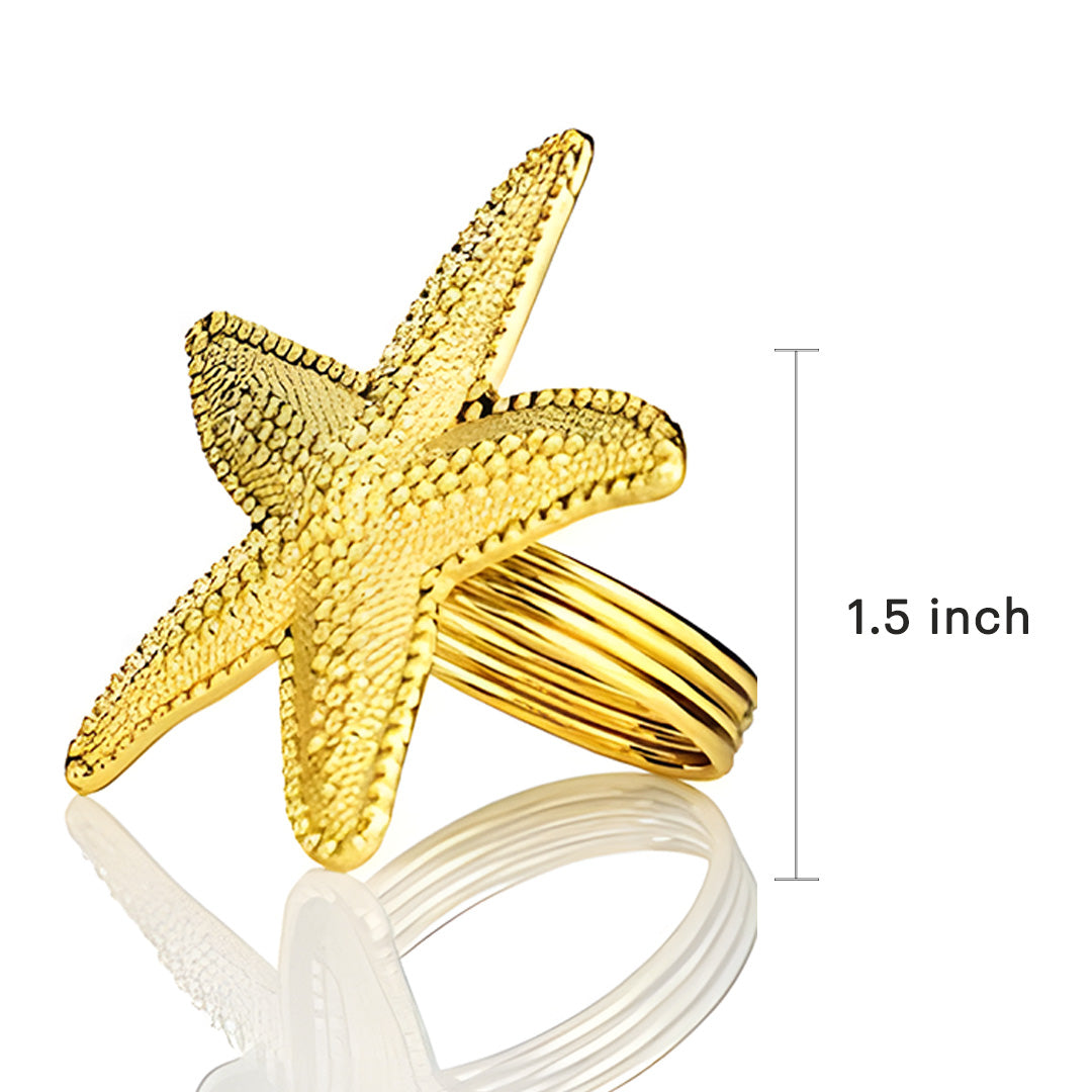 Napkin Rings in Gold Star Fish Design