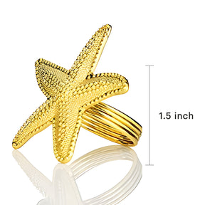 Napkin Rings in Gold Star Fish Design