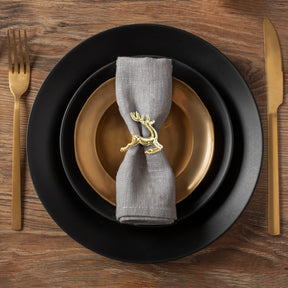 Napkin Rings in Gold  Reindeer Design