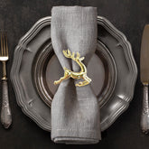Napkin Rings in Gold  Reindeer Design