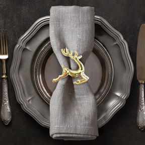 Napkin Rings in Gold  Reindeer Design