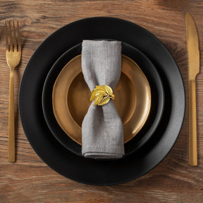 Napkin Rings in Gold Leaves Design