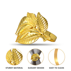 Napkin Rings in Gold Leaves Design