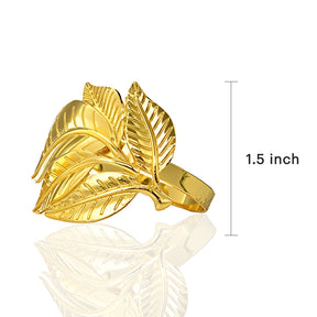 Napkin Rings in Gold Leaves Design