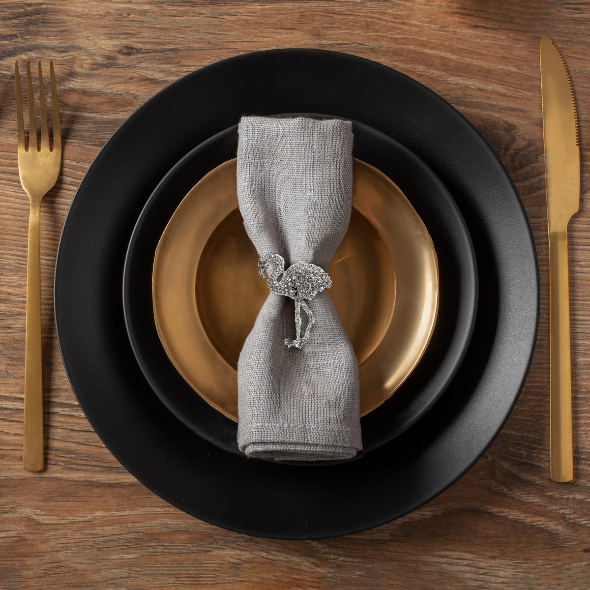 Napkin Rings in Silver Flamingo Design
