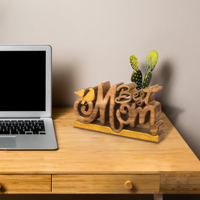 Best Mom Handmade Wooden Sculpture